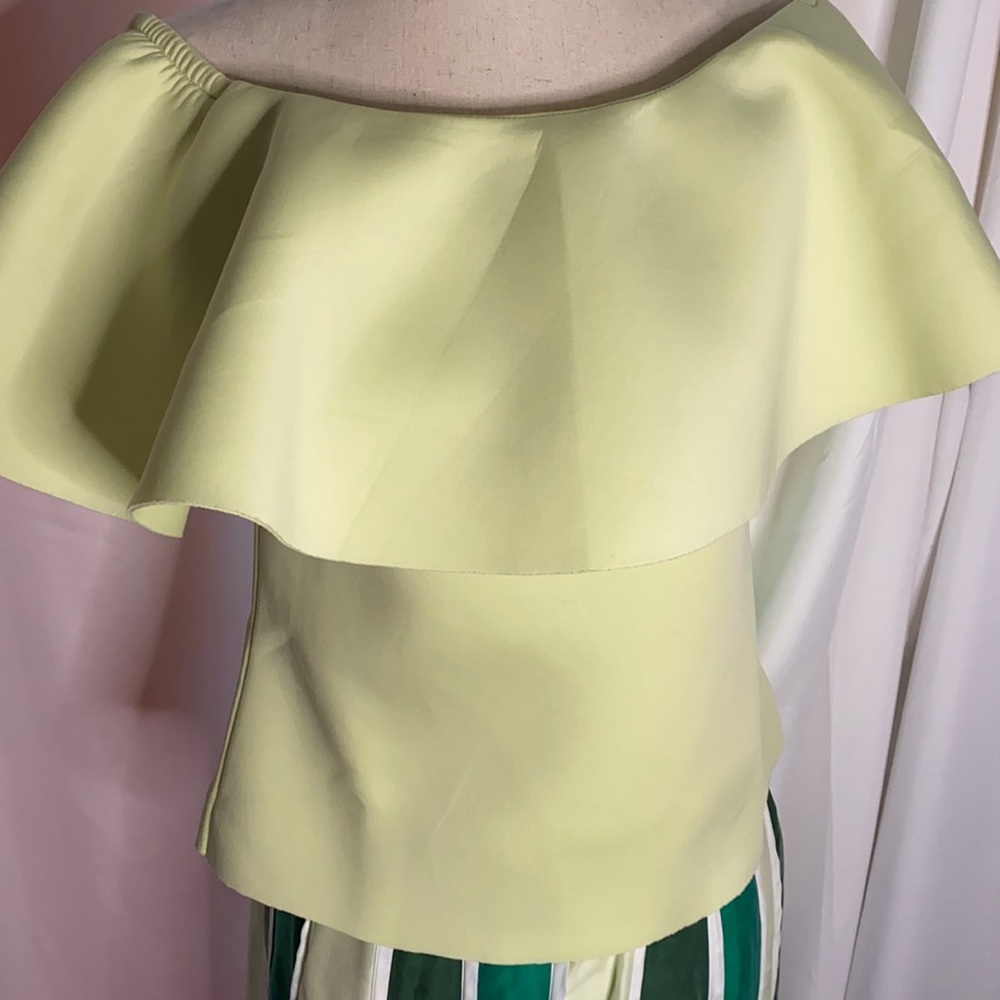 Neoprene ruffle lime neon yellow top